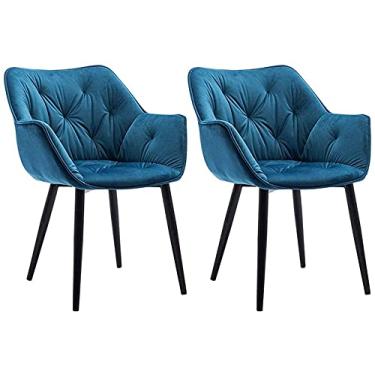 Imagem de Cadeira de jantar, escritório, negócios, recepção, cadeiras, conferências, conjunto de 2 poltronas de veludo, pintura de ferro, pés, cadeira de jantar, moderna, minimalista, casa, criativa, lazer,