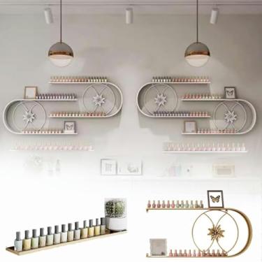 Imagem de ZDJZMGZ Rack de exibição de esmalte de metal montado na parede, suporte de esmalte em forma de U, prateleira de parede de perfume de batom, organizadores de óleo essencial para salão de beleza de spa