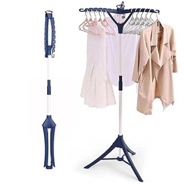 Imagem de SNOWNYLL Estante de secagem de roupas, suporte retrátil para pendurar no quarto, suporte retrátil para casa, três braços, escorredor de secagem