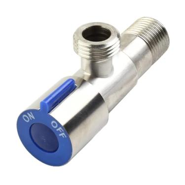 Imagem de Válvulas angulares de aço inoxidável, válvula de entrada fria, lavatório, pia de enchimento, torneira de aquecedor de água para acessórios de cozinha e banheiro (válvula triangular-azul)