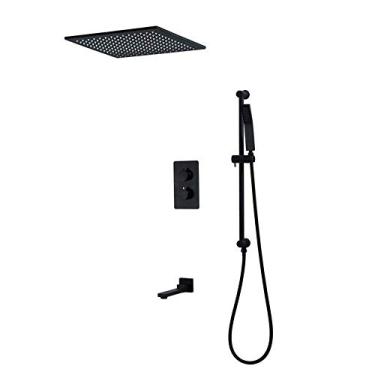 Imagem de Chuveiro oculto preto item spray cobre três funções temperatura constante claraboia terno box chuveiro durável