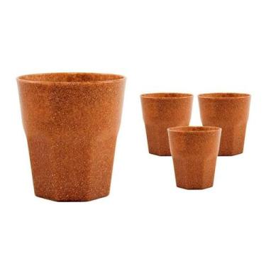 Imagem de Kit 4 Copos Mini Roma Fibra Madeira Green 300Ml - Bb Store