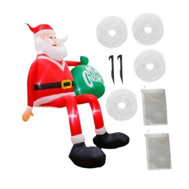 Imagem de Fancyes Papai Noel inflável de Natal, enfeite fofo de 2,4 metros com LED embutido, decoração externa para festas de inverno no jardim e em ambientes internos.