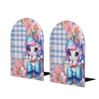 Imagem de Suporte de livro decorativo de unicórnio fofo de madeira grande suporte de livro antiderrapante resistente para escritório mesa de escritório em casa biblioteca escola estudo decoração divisórias de