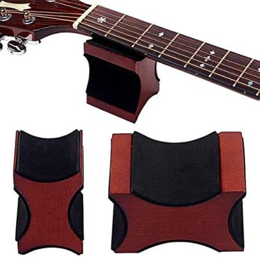 Imagem de Matybobe Suporte de pescoço de guitarra para troca de cordas, acessórios de instrumentos, reparo, limpeza, inserções de feltro de mogno para guitarras, baixos, ukulele, bandolim, banjo (vermelho)