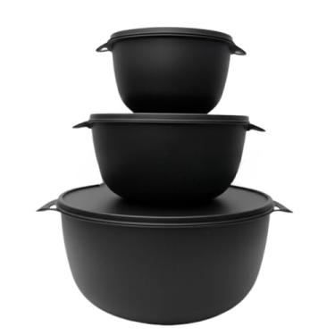 Imagem de Kit Potes Herméticos de Plástico com Tampa – Empilháveis e Resistentes para Alimentos(KIT 3 - PRETO)