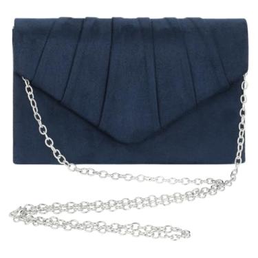 Imagem de PACKOVE Bolsa clutch feminina elegante para festas e casamentos bolsa envelope azul marinho design minimalista