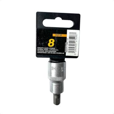 Imagem de Soquete Allen 8mm Curto 1/2 Pol Aço Cromo Vanádio Alta Resistência 55mm Para Manutenção Automotiva e Ferramentas Manuais