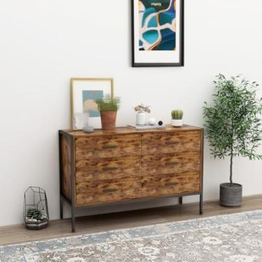 Imagem de NicBex Emma-CAB-00282-DX Cômoda 123 cm L x 40 cm P x 79,5 cm A, marrom rústico