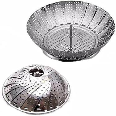 Imagem de Cesta inoxidavel, alimentos saudaveis e frescos, cozinhar no vapor, reutilizavel, leve