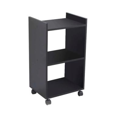 Imagem de Estante Multiuso Armário Móvel para Banheiro Preto com Rodinhas 40cm