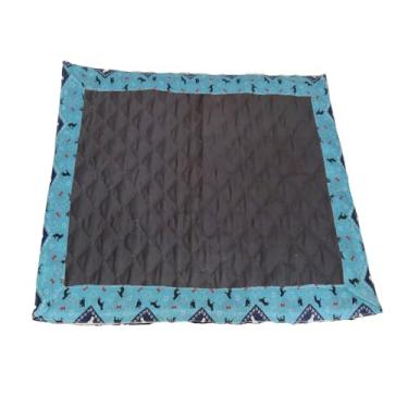 Imagem de Tapete Higiênico Impermeável para Pet, Marrom Escuro, Reutilizável e Lavável, Base Matelada com 3 Camadas, Microfibra com Bordas Estampadas (Azul Turquesa, Pequeno)
