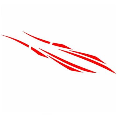 Imagem de QccHieUs Conjunto de 2 adesivos gráficos listrados para laterais de carros, trailers e motorhomes, Vermelho