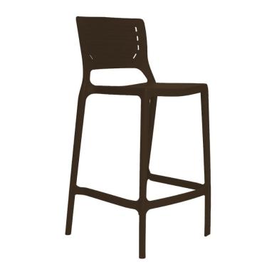 Imagem de Banqueta Alta Cozinha Marrom Café Empilhável Saturno em Polipropileno Acrilys