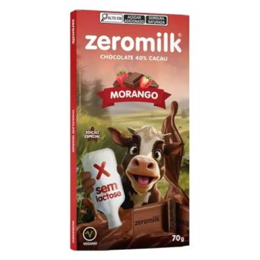 Imagem de Chocolate Tablete Vegana 70% Cacau Sabor Morango 70g - Zeromilk