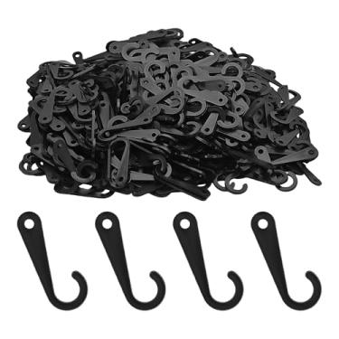 Imagem de pson 500 peças de ganchos J de plástico de 3,5 cm, ganchos de exibição de varejo para meias, chapéus, luvas e roupas íntimas (preto)