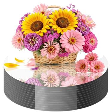 Imagem de Cunnikku Pacote com 11 mesas de espelhos redondos para centros de mesa, espelhos redondos de acrílico, bandejas para casamento, chá de bebê, festa de Natal, noivado, centros de mesa, decorações de