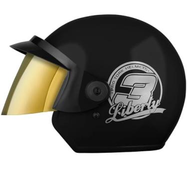 Imagem de CAPACETE ABERTO PRO TORK LIBERTY 3 SOLID PRETO FOSCO TAM. 56 VIS. DOURADA