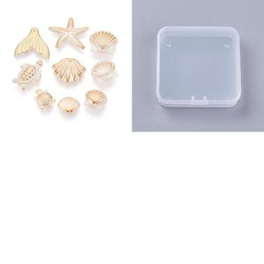 Imagem de 150 peças de contas de plástico ABS com tema de oceano misto, estrela-do-mar, tartaruga, cauda de sereia, animal marinho, contas espaçadoras para verão, praia, Havaí, fabricação de joias, faça você