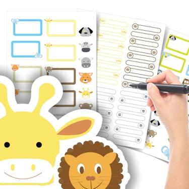 Imagem de Etiqueta Escolar Menino com TAG + Caneta (Animais Safari, Kit de Etiquetas)