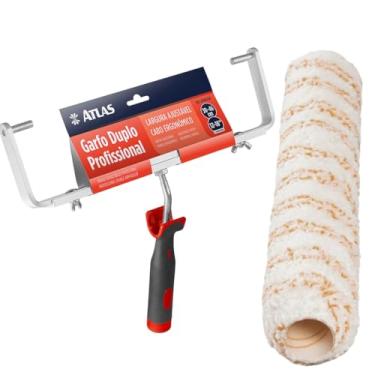 Imagem de Suporte Garfo Duplo Ajustável Para Rolos Pintura de 30 a 46cm + Rolo Antigota Duplo 46cm em Poliamida 10mm