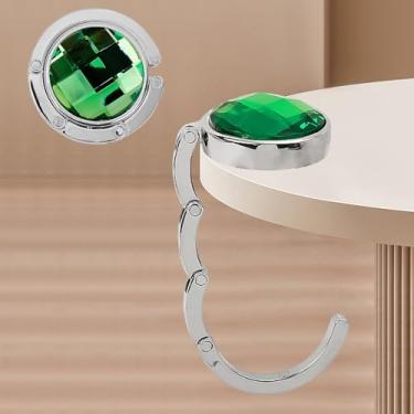 Imagem de Ganchos de bolsa dobráveis para mesa - Gancho de bolsa para mesa, suporte de bolsa portátil - Materiais de liga resistente, gancho de bolsa resistente (verde, 4,5 x 4,5 cm)