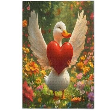 Imagem de Jigsaw Puzzles 500 Pieces for Adult Cute White Duck Wings Family Puzzle Lovers Gifts Creative Puzzles Gifts Aesthetic Scenery Floral Art, 500 Pieces, 20.5" x 14.9"