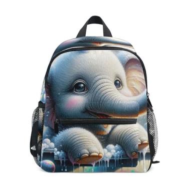 Imagem de Cute Bathing Elephant Simple Modern Toddler Backpack Girls Small Backpack with Front Pocket, Safety Whistle for Ages 3-8