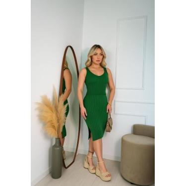 Imagem de Conjunto feminino regata+saia croche trico - Generica, Verde, u