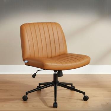 Imagem de Cadeira Escritório DT3 Dolly, Assento Extra Grande e Largo, Leisure, Penteadeira, Escrivaninha, Ceriticação NR-17, Giratória, com rodinha (PU, Caramelo)