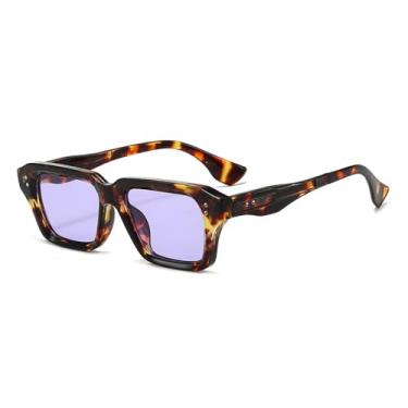 Imagem de Óculos de Sol UV400 - Cores Vibrantes com Rebites e Lentes Transparentes para Homens e Mulheres, Ideais para Esportes, Corrida, Ciclismo e Atividades ao Ar Livre, Estampa de Leopardo Roxa