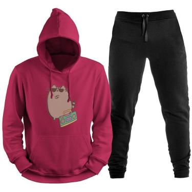 Imagem de Conjunto Blusa Blusão Canguru Calça Moletom Gato Gangster Plus Size Diversas Cores TropiCaos-Unissex