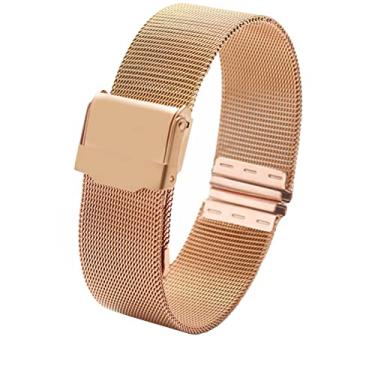 Imagem de SOMKB Pulseira de relógio simples feminina Milanese Loop 12 13 14 15 16 17 18 19 20 22 mm trama de metal tendência da moda pulseira para relógio DW AR (ouro rosa, 22 mm)