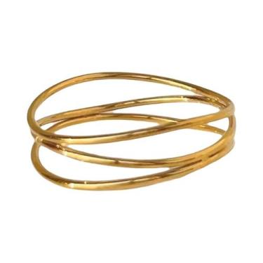 Imagem de Anel Feminino Vintage Em Aço Inoxidável Com Revestimento De Ouro 18K, 