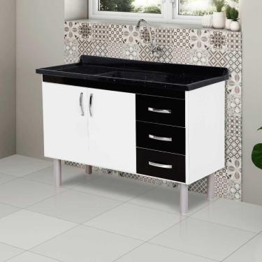 Imagem de Armário Para Cozinha Tóquio 5392 116,2cm 3 Gavetas Rorato Preto