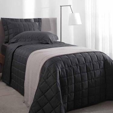 Imagem de Kit Colcha Solteiro 300 Fios Damask Stripes Chumbo - Buddemeyer