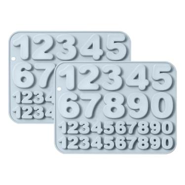 Imagem de Número de 60 cavidades (0 a 9) moldes de silicone para doces e chocolate, 2 tamanhos, antiaderentes, moldes de cozimento para fazer velas, decoração de bolo, geleia, cupcake, cubos de gelo, 2 unidades