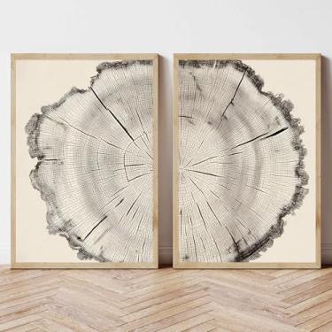 Imagem de Anel de árvore vintage arte de parede natureza fazenda rústica arte pôster campo pinturas naturais retrô anéis de árvore impressões de madeira anel neutro anual arte para sala de estar quarto 40 x 61