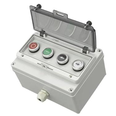 Imagem de SAAWEE AC220V Caixa de interruptor de controle de botão à prova d'água para uso externo, lâmpada de indicação de partida de parada de emergência, caixa de junção de interruptor de autorecuperação (4