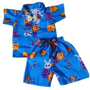 Imagem de Roupa Bolofofos Menino festa Conjunto Infantil Bolofofo, 1 ano, Azul r