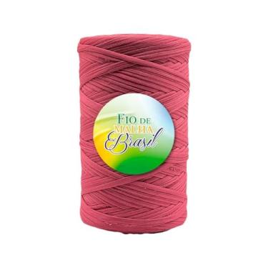 Imagem de Fio de Malha Brasil - Rolos de 500g - Cores Variadas Crochê Residual Bolsa Tapete Lycra Algodão Elastano (Tons de Telha/Tijolo)