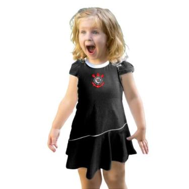 Imagem de Vestido Bebê ao Infantil Corinthians Preto Onda Oficial - Revedor, Tam