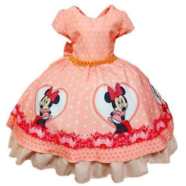 Imagem de Vestido De Festa Infantil Minnie Salmão Coração, 1, Salmão