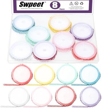 Imagem de Swpeet 8 rolos 8 cores 1 m/3,28 pés correntes cubanas com kit de carretel, correntes de cabo de elos torcidos, corrente de colar, pulseira de joias, extensão de corrente torcida para artesanato faça