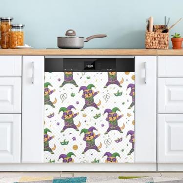 Imagem de Wassud Capa magnética para máquina de lavar louça para cães Mardi Gras Capa decorativa para lava-louças Capa magnética 58 cm L x 66 cm A Decoração de casa