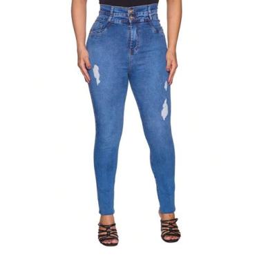 Imagem de Calça jeans feminina premium laser 2 cos levanta bumbum - Ss Jeans, 42