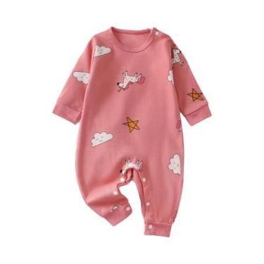 Imagem de Macacão De Algodão Para Bebê Recém-Nascido 0-18M Primavera Outono Mang