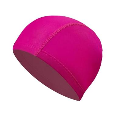 Imagem de Aymzbd Touca de Natação em Tecido, Portátil, Fácil de Colocar e Tirar, Respirável, para Homens e Mulheres, Ideal para Férias na Piscina Natação, Rosa Vermelha