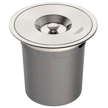 Imagem de Lixeira de Embutir Redonda Clean Round Aço Inox e Balde Plástico 5L - 