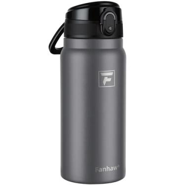 Imagem de Fanhaw Garrafa de água isolada de aço inoxidável de 590 ml com tampa – boca larga, à prova de vazamento, livre de BPA – ideal para crianças, adultos, esportes, academia e uso ao ar livre (cinza)